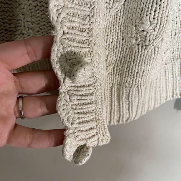 Lady Footlocker Casuals Cream Hand Knit 100% Silk Button Up Cardigan Sz L - Picture 8 of 16